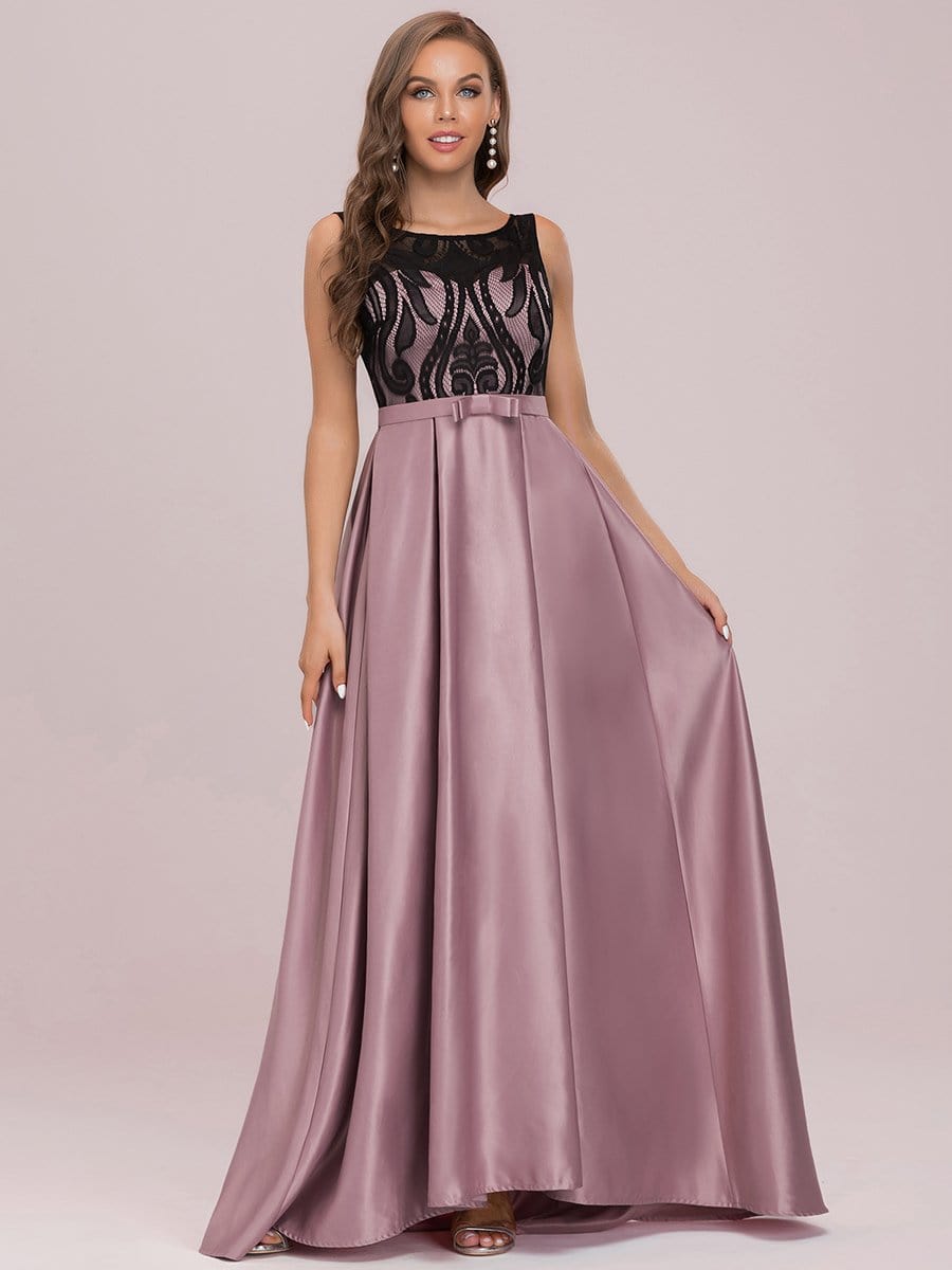 Color=Mauve | Embroidered Sleeveless Round Neck See-Through Maxi Evening Dress-Mauve 6