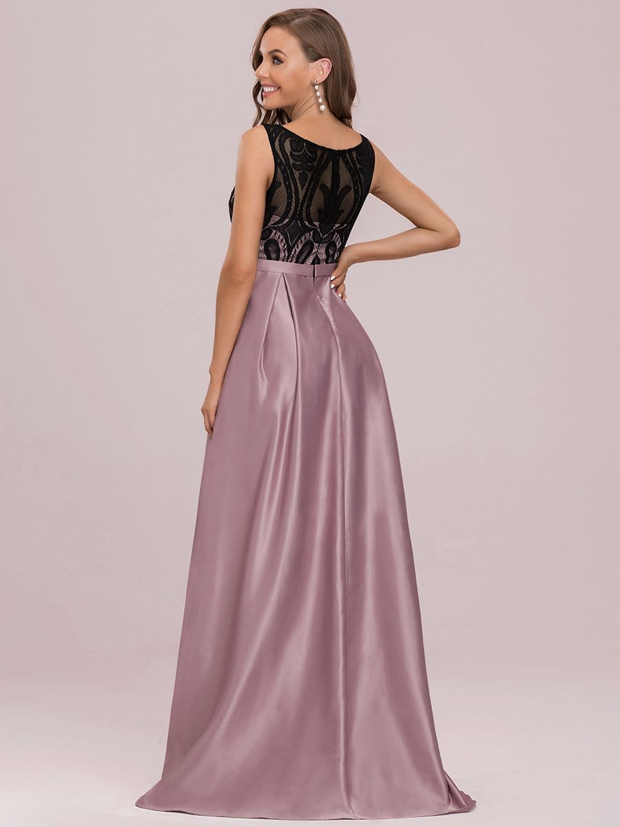 Color=Mauve | Embroidered Sleeveless Round Neck See-Through Maxi Evening Dress-Mauve 7