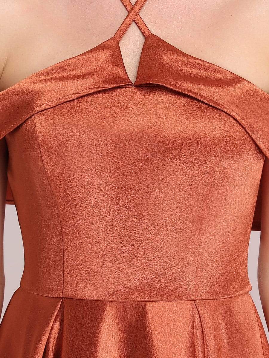 Color=Burnt Orange | Elegant Satin Cold Shoulder Floor Length Evening Dress-Burnt Orange 7