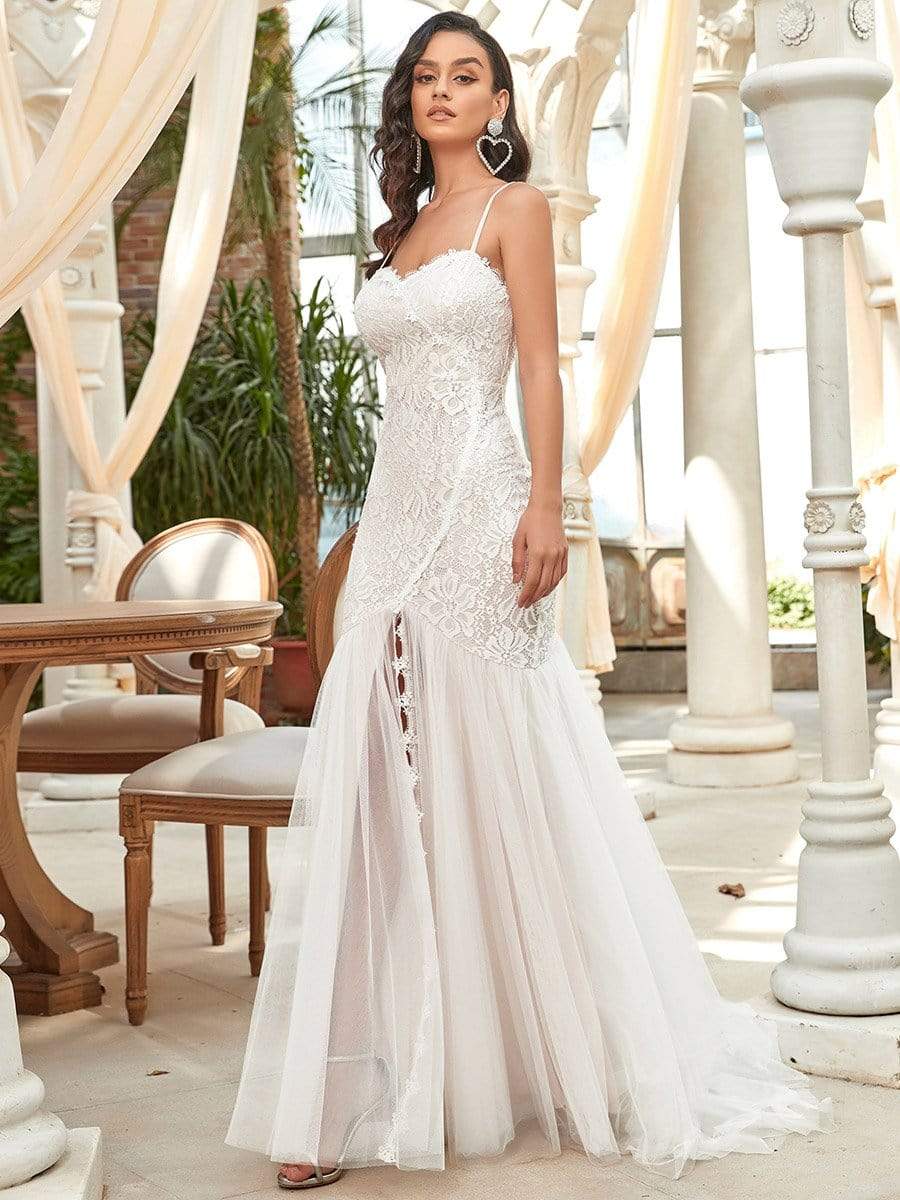 Sweetheart Spaghetti Strap Mermaid Wedding Dress