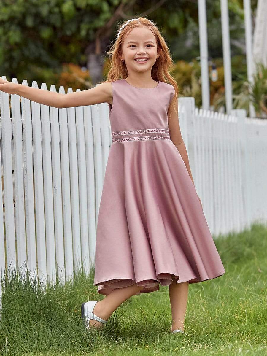 Color=Purple Orchid | Simple Flower Girl Dresses For Wedding With Round Neck-Purple Orchid 4