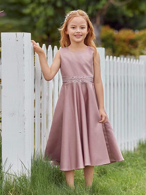Color=Purple Orchid | Simple Flower Girl Dresses For Wedding With Round Neck-Purple Orchid 1