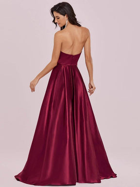 Color=Burgundy | Sweetheart Neck Strapless Prom Dress With Asymmetrical Hem-Burgundy 5