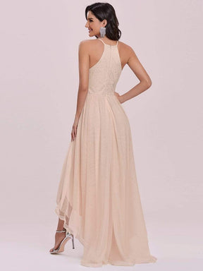 Color=Blush | High-Low A-Line Tulle Prom Dress With Halter Round Neck-Blush 7