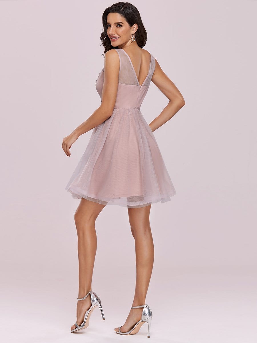 Color=Pink | Sleeveless Round Neck See-Through Floral Prom Dresses-Pink 6