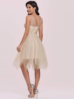 Color=Gold | Asymmetrical Deep V-neck Sleeveless Tulle Prom Dress-Gold 5