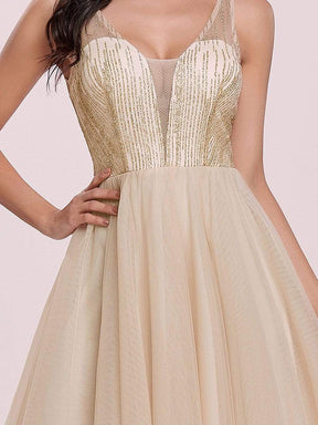 Color=Gold | Asymmetrical Deep V-neck Sleeveless Tulle Prom Dress-Gold 8