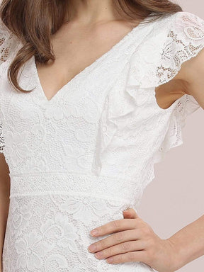 Color=Cream | Women'S Elegant Maxi Fishtail Lace Wedding Dress-Cream 5