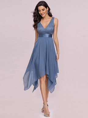 Color=Dusty Navy | Stunning V Neck Lace & Chiffon Prom Dress For Women-Dusty Navy 3