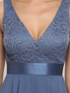 Color=Dusty Navy | Stunning V Neck Lace & Chiffon Prom Dress For Women-Dusty Navy 5