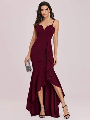 Color=Burgundy | Sexy Sweetheart Neckline Fishtail Evening Dress With Ruffles-Burgundy 4