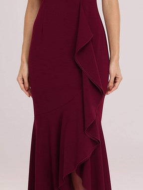 Color=Burgundy | Sexy Sweetheart Neckline Fishtail Evening Dress With Ruffles-Burgundy 5