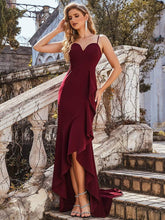 Color=Burgundy | Sexy Sweetheart Neckline Fishtail Evening Dress With Ruffles-Burgundy 1