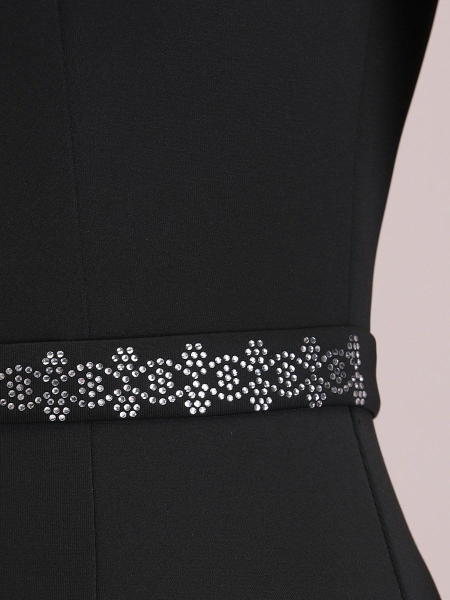 Color=Black | Modest Square Neckline Mermaid Maxi Evening Dress-Black 5