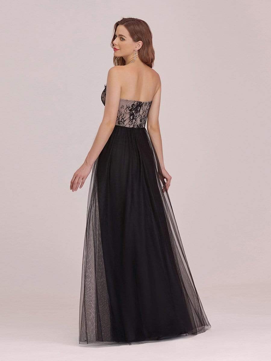 Color=Black | Sexy Off Shoulder Tulle Formal Evening Dresses With Lace-Black 2