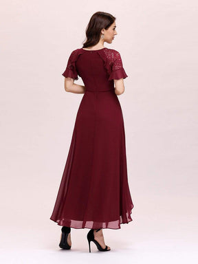 Color=Burgundy | Elegant A-Line Chiffon Knee-Length Cocktail Dress For Party-Burgundy 2