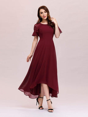 Color=Burgundy | Elegant A-Line Chiffon Knee-Length Cocktail Dress For Party-Burgundy 1