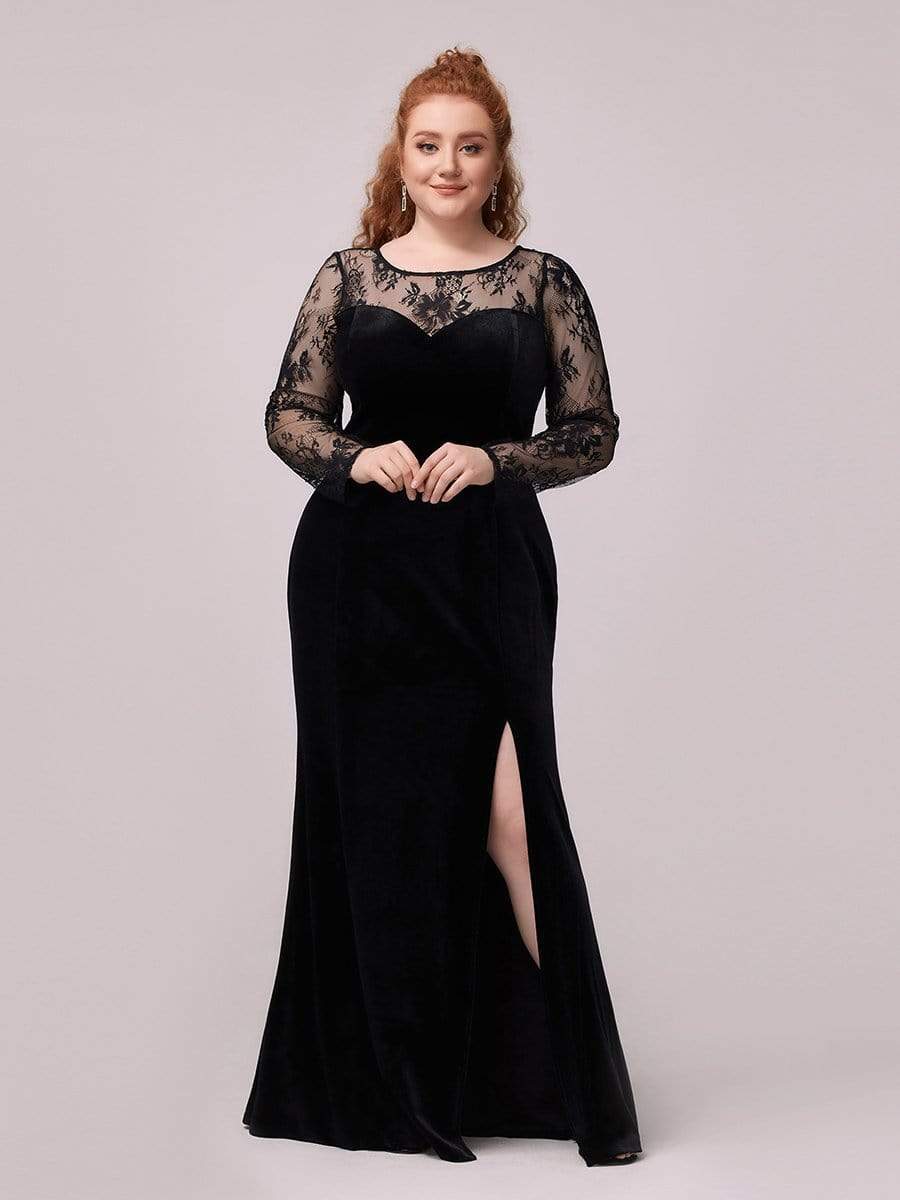 plus size black dresses for bachelorette party Qatainlav Women's Plus Size Formal Evening Maxi Dress Half Sleeve V Neck Evening Dresses Sequin A Line Party Dress Elegant Velvet Wedding Guest