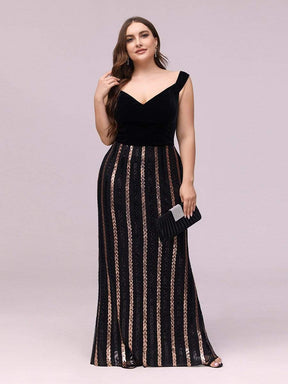 Color=Black | Women'S Hot Off Shoulder Fishtail Sequin Evening Dress-Black 3
