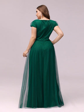 Color=Dark Green | Stylish Floor Length Sequin & Satin Evening Dress For Prom-Dark Green 2