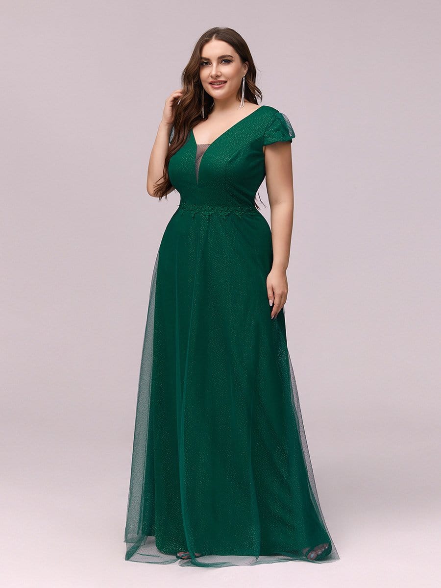 Color=Dark Green | Stylish Floor Length Sequin & Satin Evening Dress For Prom-Dark Green 3