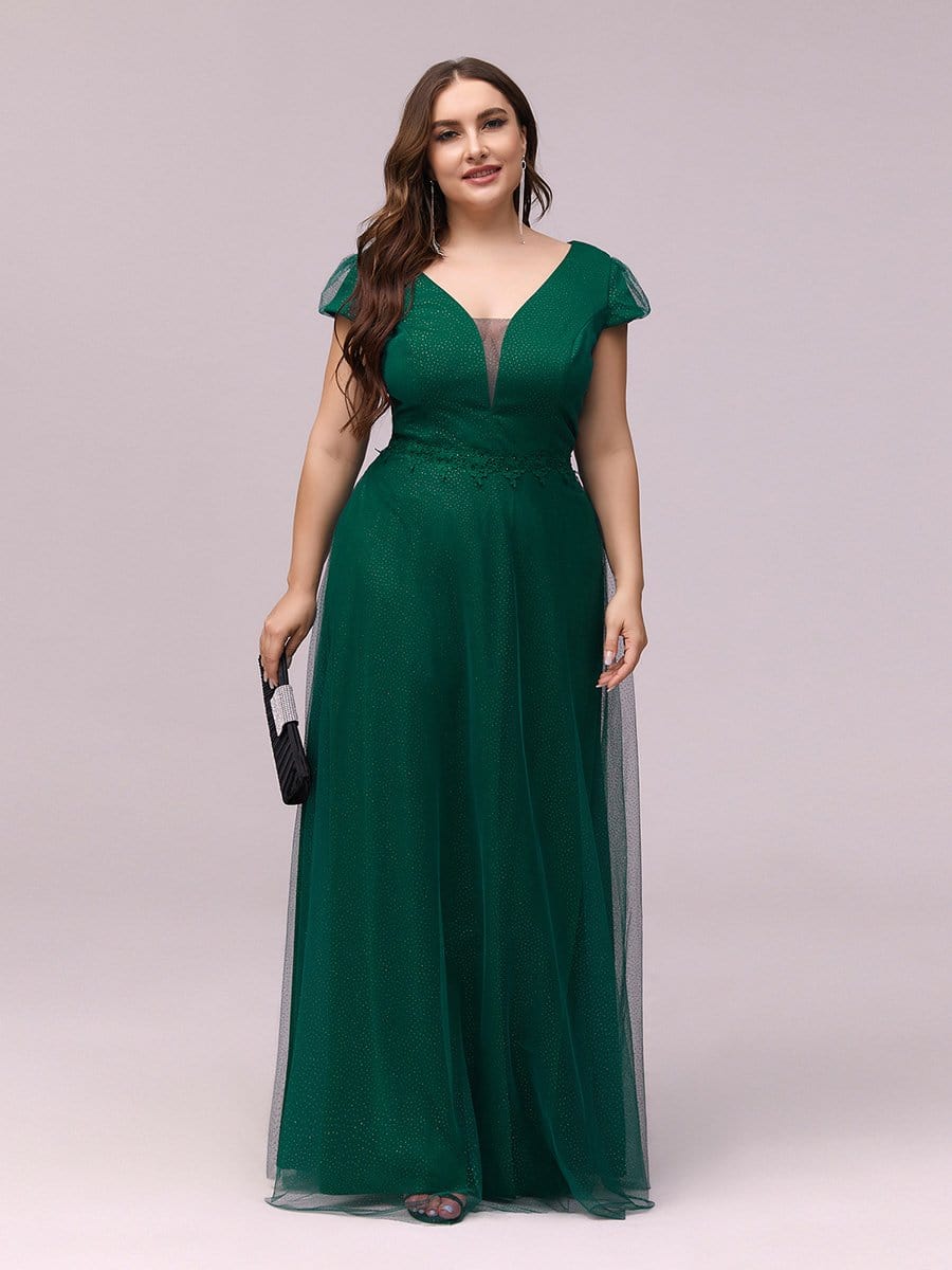 Color=Dark Green | Stylish Floor Length Sequin & Satin Evening Dress For Prom-Dark Green 4