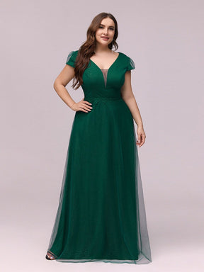 Color=Dark Green | Stylish Floor Length Sequin & Satin Evening Dress For Prom-Dark Green 1