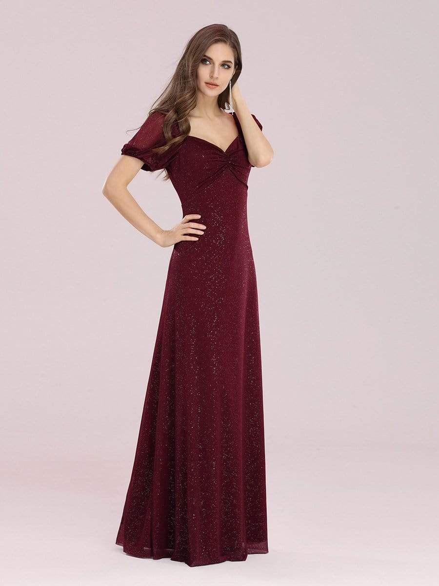 Color=Burgundy | Simple Sheath Sweetheart Neck Floor Length Bridesmaid Dress-Burgundy 3