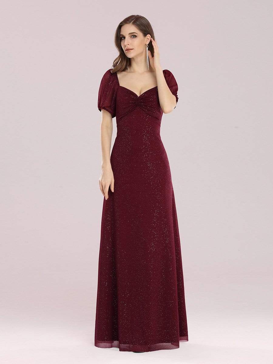 Color=Burgundy | Simple Sheath Sweetheart Neck Floor Length Bridesmaid Dress-Burgundy 4