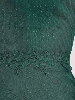 Color=Dark Green | Simple Deep V Neck A-Line Maxi Evening Dress With Appliques Belt-Dark Green 5