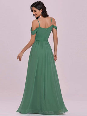 Color=Green Bean | Fancy Cold Shoulder Simple Chiffon Maxi Bridesmaid Dress-Green Bean 5