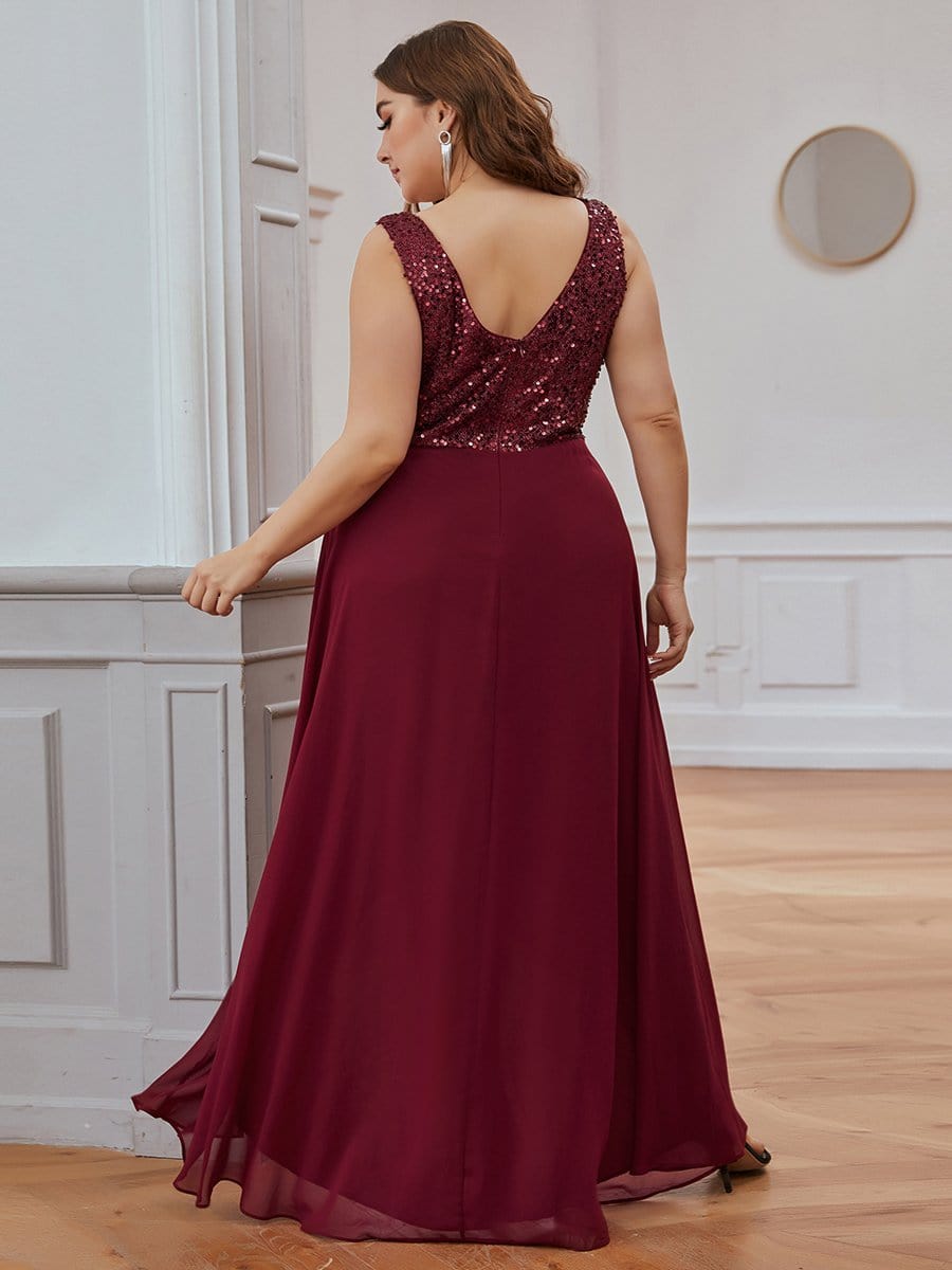 Modest Evening Dresses Chiffon V neck A line Sleeveless Plus Size