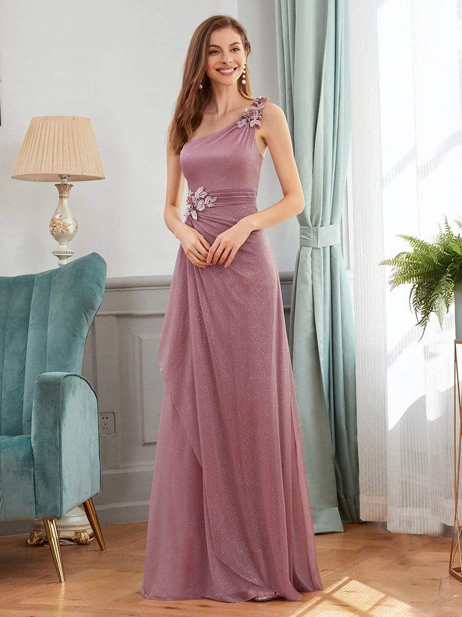 Color=Purple Orchid | Glamorous One Shoulder Evening Dresses With Aplique-Purple Orchid 1