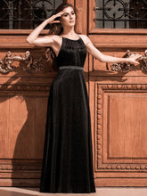 Color=Black | Elegant Round Neck Sleeveless Maxi Evening Dress For Party-Black 1