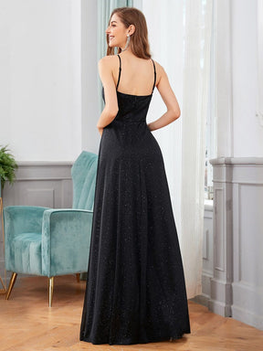 Color=Black | Elegant Round Neck Sleeveless Maxi Evening Dress For Party-Black 5