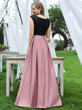 Color=Purple Orchid | Classy V-Neck A-Line Evening Dresses With Tulip Sleeves-Purple Orchid 2