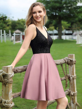 Color=Purple Orchid | Modest V-Neck A-Line Sleeveless Prom Dress With Paillette-Purple Orchid 3