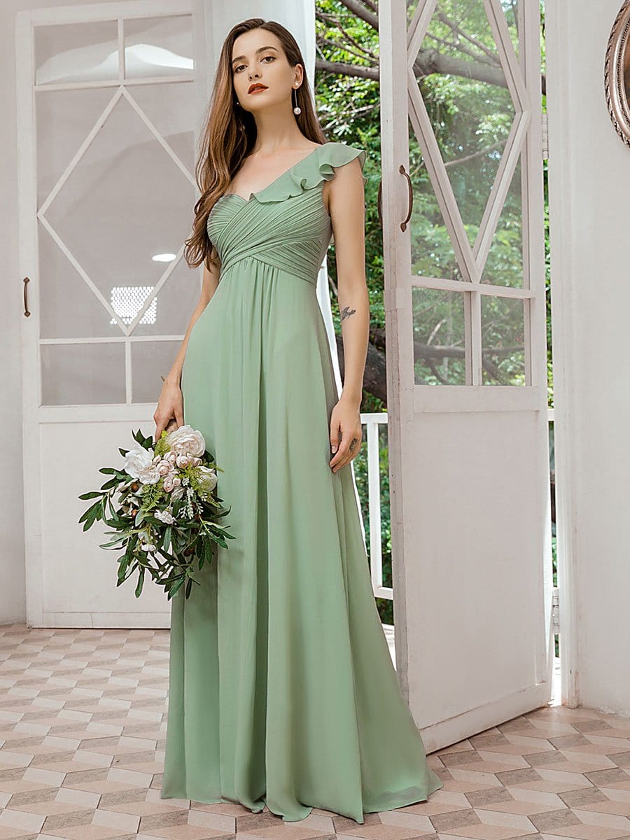 Color=Mint Green | Feminine One Shoulder A-Line Bridesmaid Dresses-Mint Green 4