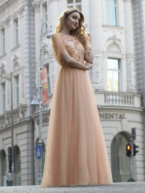 Color=Blush | Sexy Halter Neckline Tulle Bridesmaid Dresses With Paillette-Blush 6