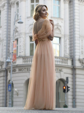 Color=Blush | Sexy Halter Neckline Tulle Bridesmaid Dresses With Paillette-Blush 7