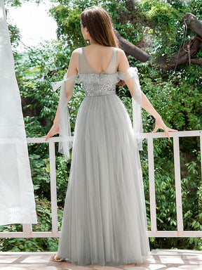Color=Grey | Sweet Tulle Bridesmaid Dresses With Flowy Ribbons-Grey 2