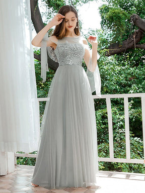 Color=Grey | Sweet Tulle Bridesmaid Dresses With Flowy Ribbons-Grey 1