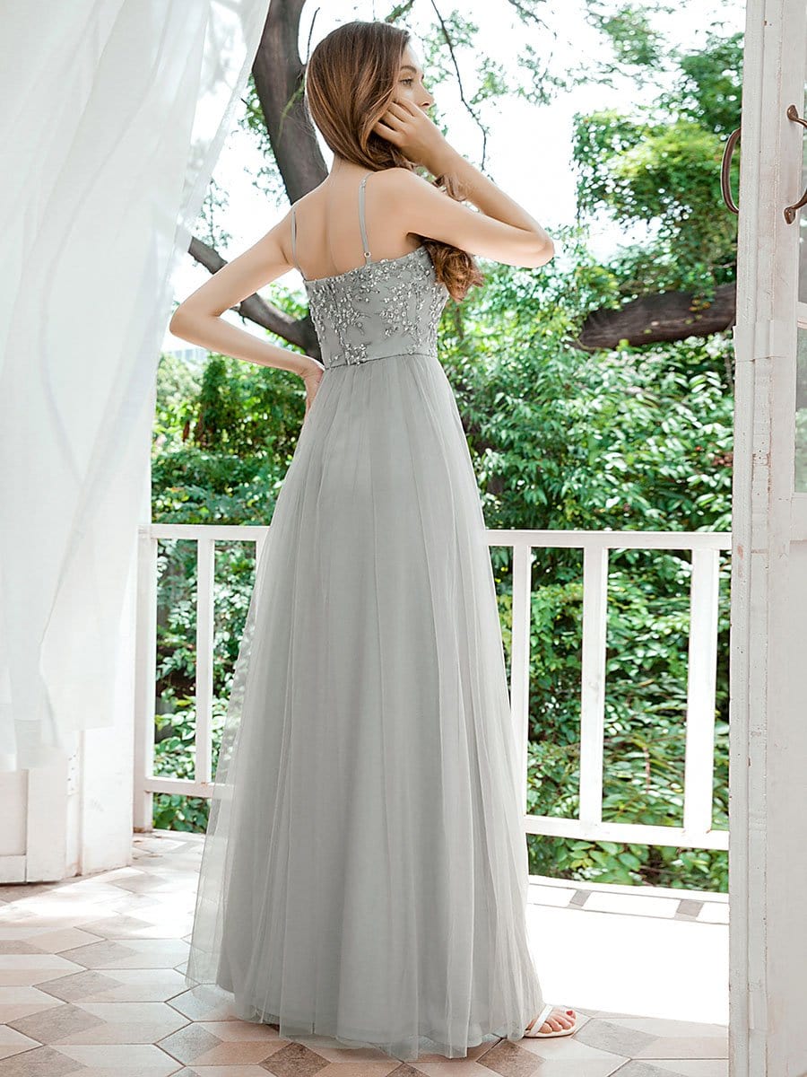 Color=Grey | Romantic Sweetheart Neckline Bridesmaid Dresses With Spaghetti Straps-Grey 2