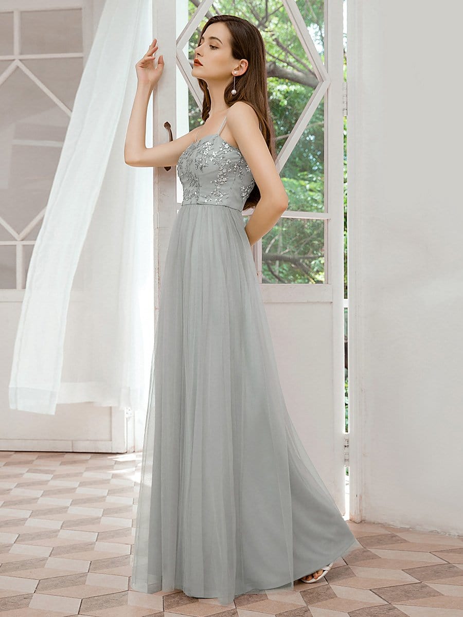 Color=Grey | Romantic Sweetheart Neckline Bridesmaid Dresses With Spaghetti Straps-Grey 3