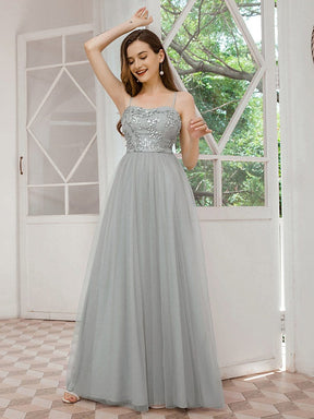 Color=Grey | Romantic Sweetheart Neckline Bridesmaid Dresses With Spaghetti Straps-Grey 4