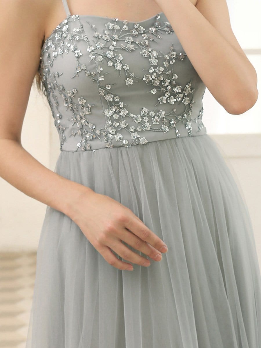 Color=Grey | Romantic Sweetheart Neckline Bridesmaid Dresses With Spaghetti Straps-Grey 5