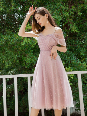 Color=Mauve | Charming Off-Shoulder Tulle Prom Dresses With Spaghetti Straps-Mauve 3
