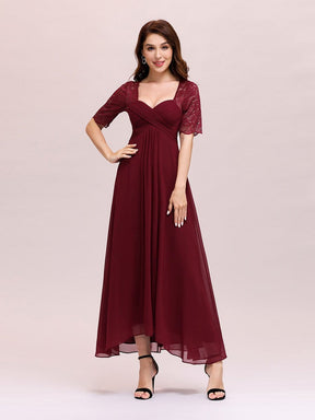Color=Burgundy | Sexy Sweetheart Neckline A-Line Chiffon Cocktail Dress With Lace-Burgundy 1