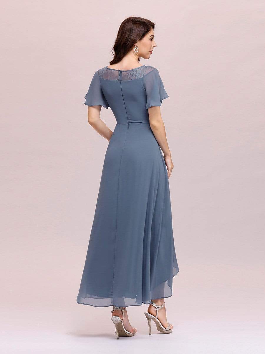 Color=Dusty Navy | Women'S Casual Boat Neck A-Line Midi Dress With Irregular Hem-Dusty Navy 2