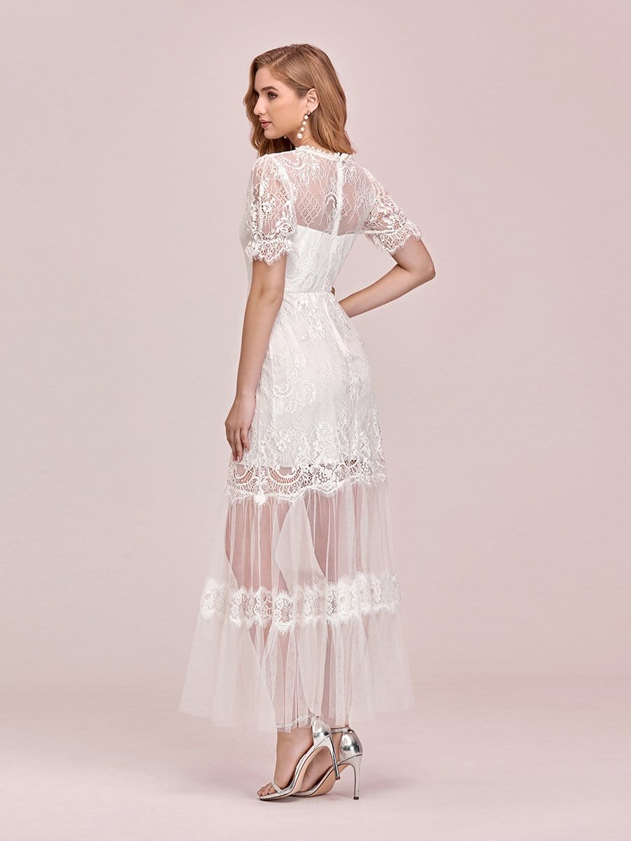 White Lace Midi Dress with Puff Sleeves Online - Ever Pretty AU White Lace Midi Dress with Puff Sleeves Online - Ever Pretty AU